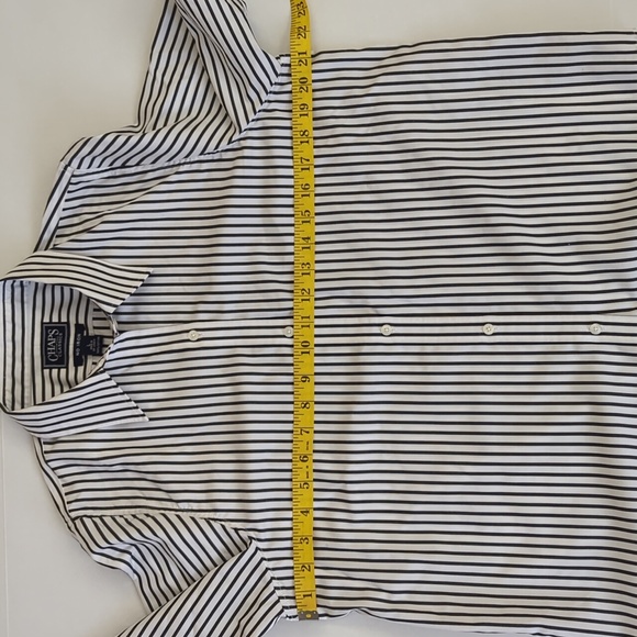 Chaps Classics No Iron Stripe Button Down Blouse L Black White - Picture 11 of 14